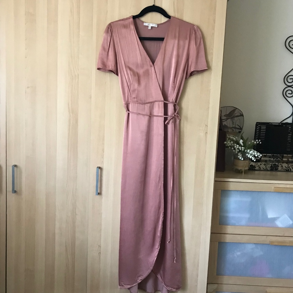 Wayf Wrap Maxi Dress rose gold